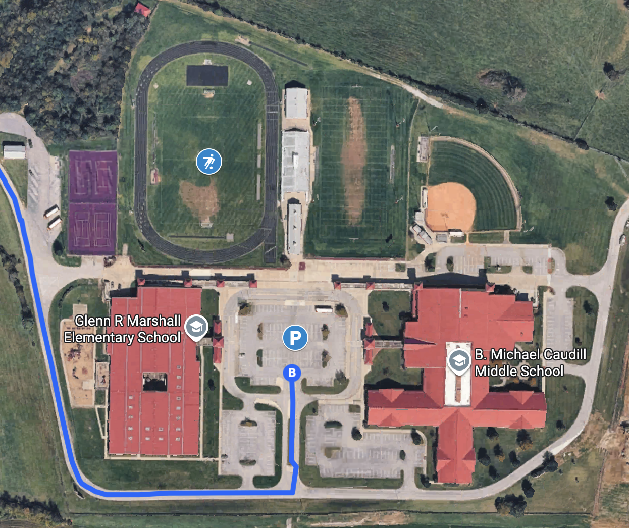 Aerial view of Caudill Middle