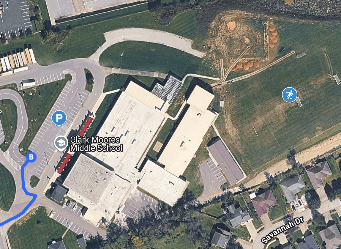 Aerial view of Clark-Moores